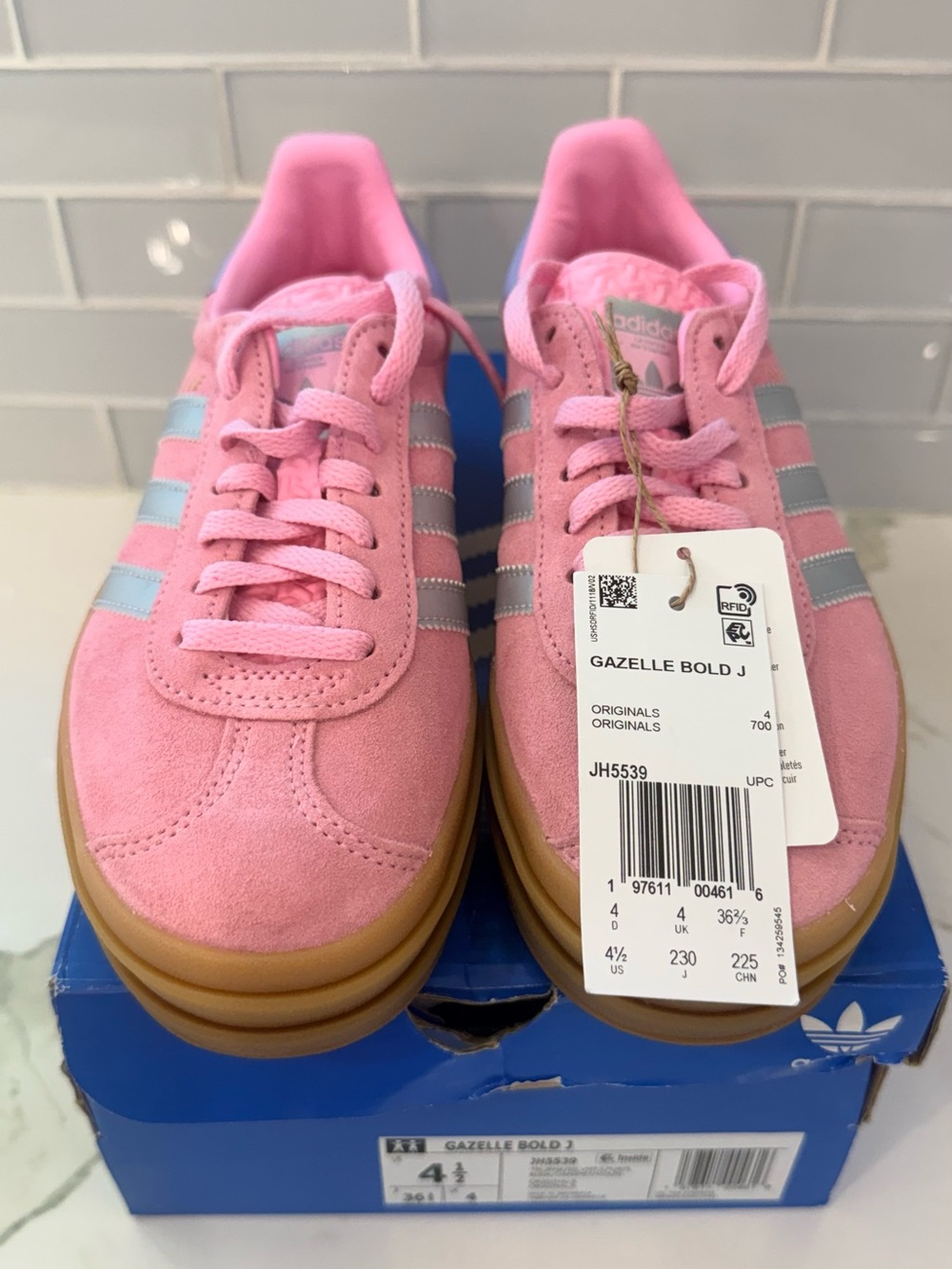 Adidas Gazelle Bold J Pink Suede Sneakers